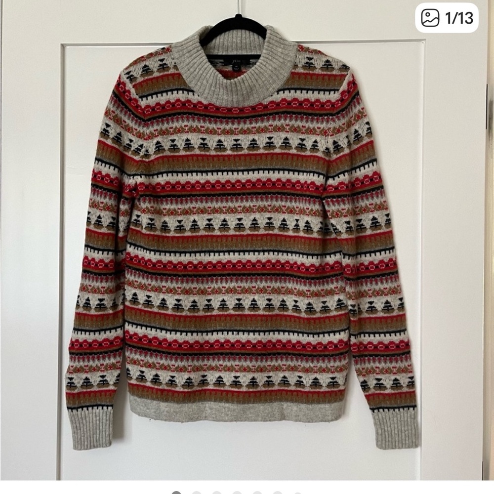 J. Crew Festive Patterned Crew Neck Sweater